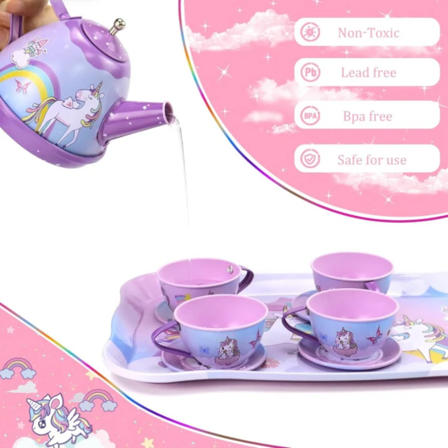 Little Fat Hugs Unicorn Tin Tea Set