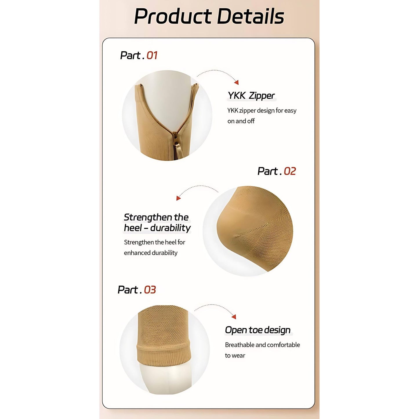 Sera Knee Length Zip-up Graduated Compression Therapy Socks