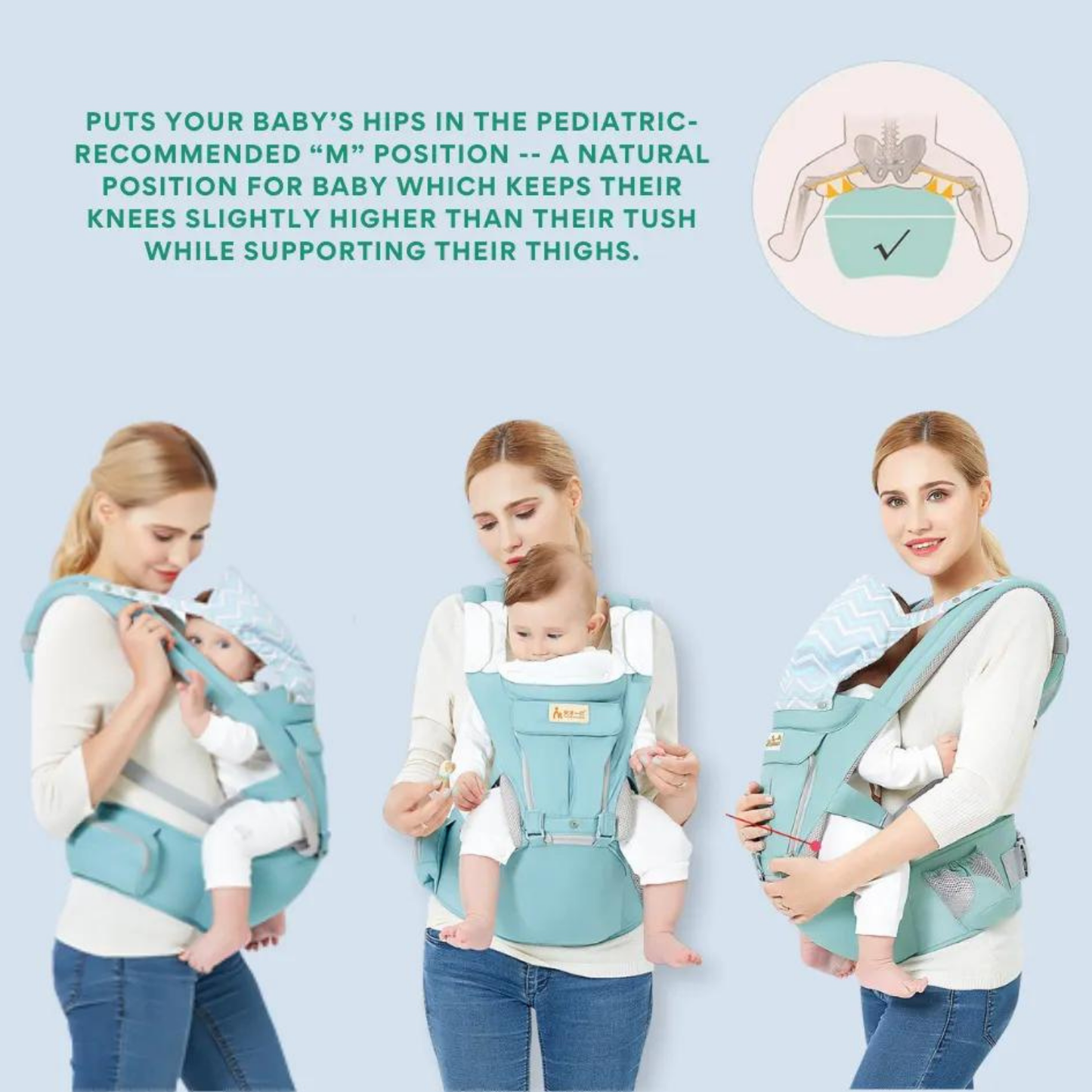 Boodada Ergonomic Hip Seat Baby Carrier Comfortable Sling with Pockets