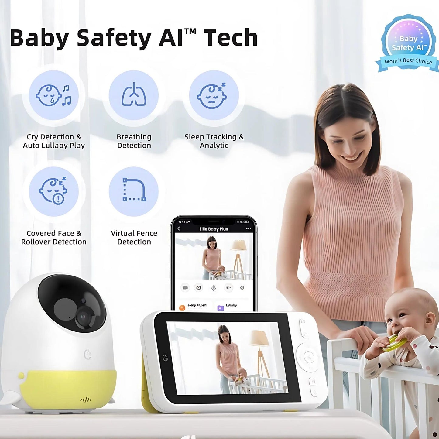 YELLOW | Nizu Ellie Baby Plus | w/ Upgrade Care Screen and Easy to use APP