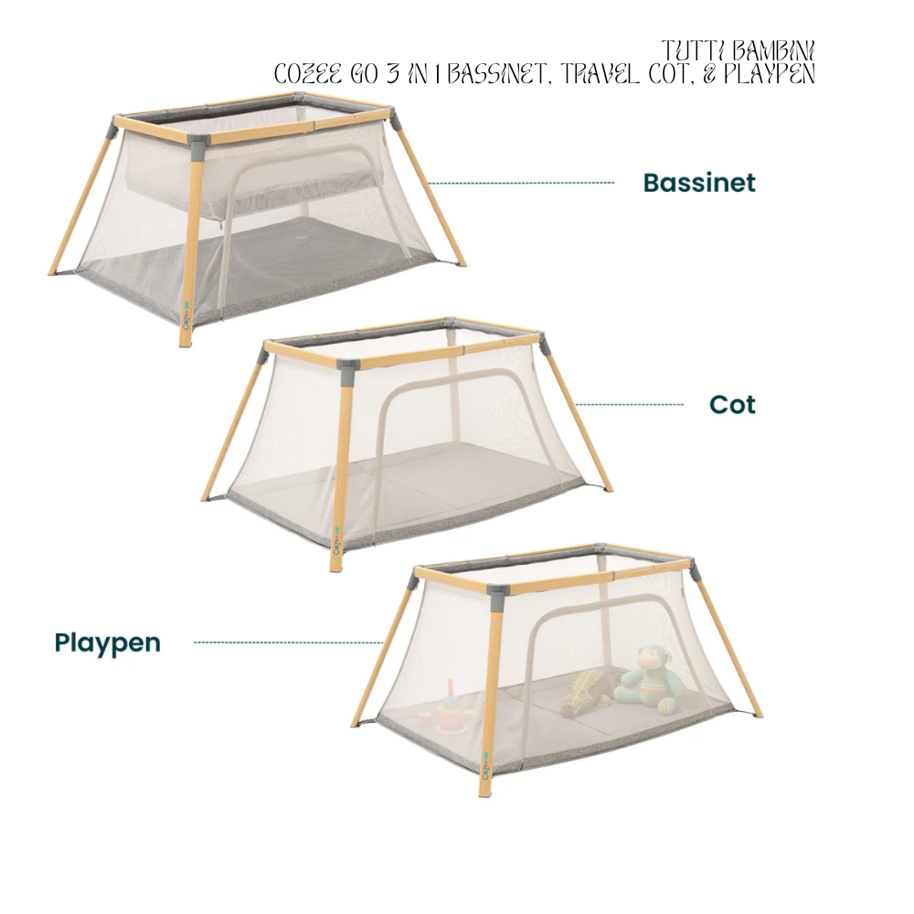 Tutti Bambini Go 3-in-1 Bassinet, Travel Cot & Playpen