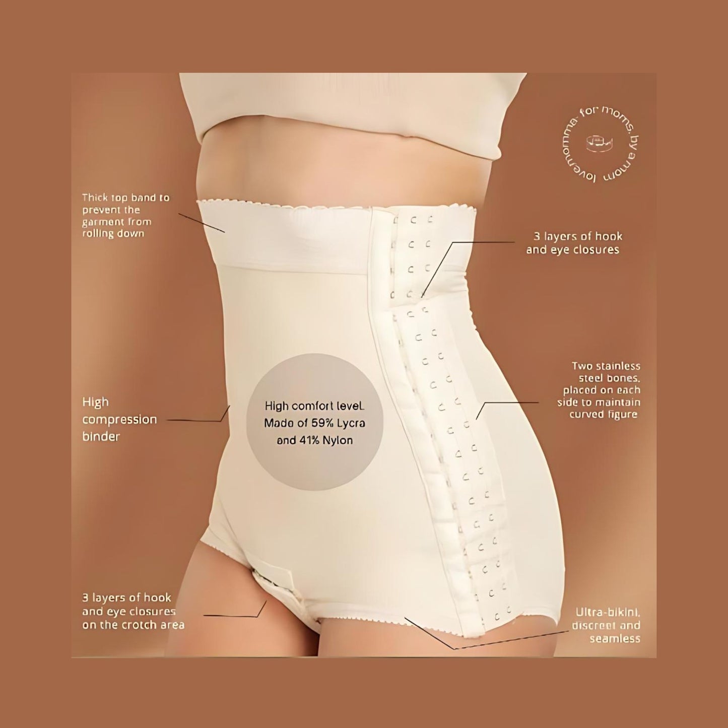 Love Momma Ultra Bikini High Compression Postpartum Recovery Shapewear in Nude