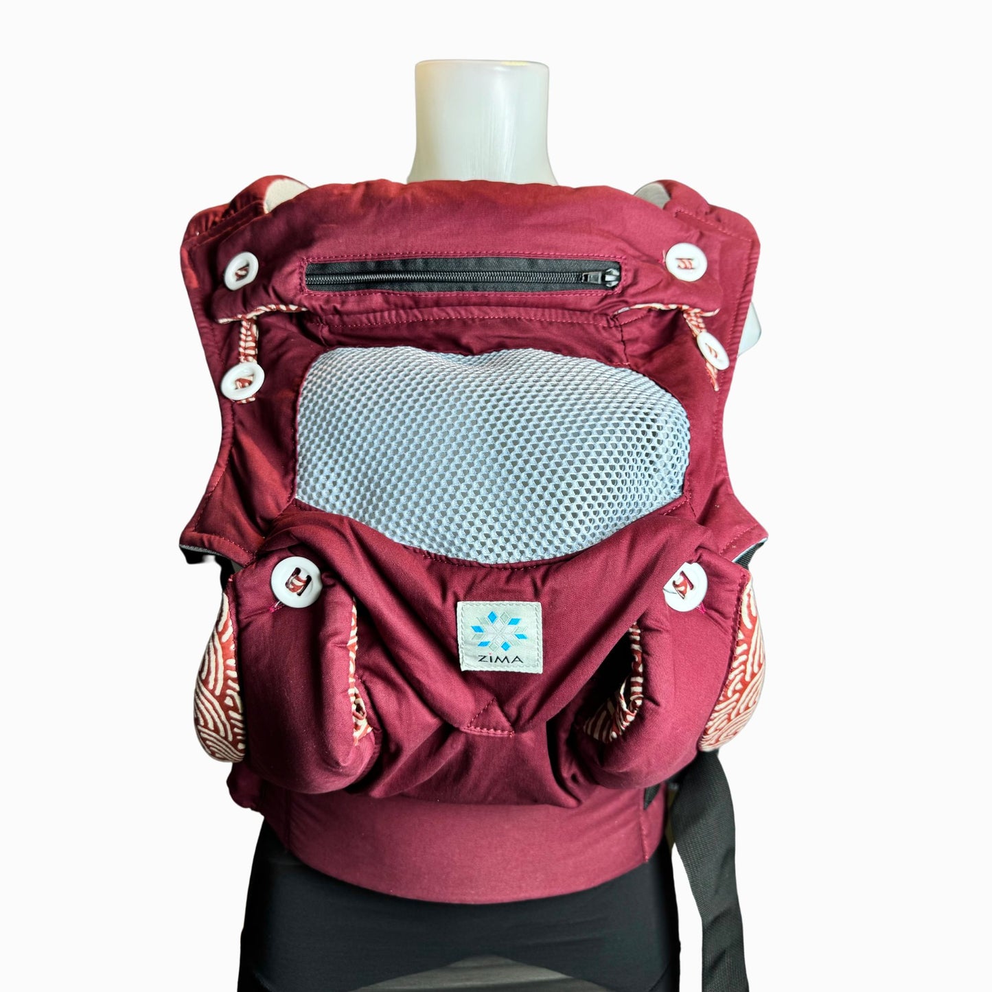 Zima MESH Akane Crimson Red Ergonomic Baby Carrier with Lock/Unlock Buckle Feature Suitable for Newborns - Toddlers (up to 20 kg) I Safety-tested, 45 inch Waistline