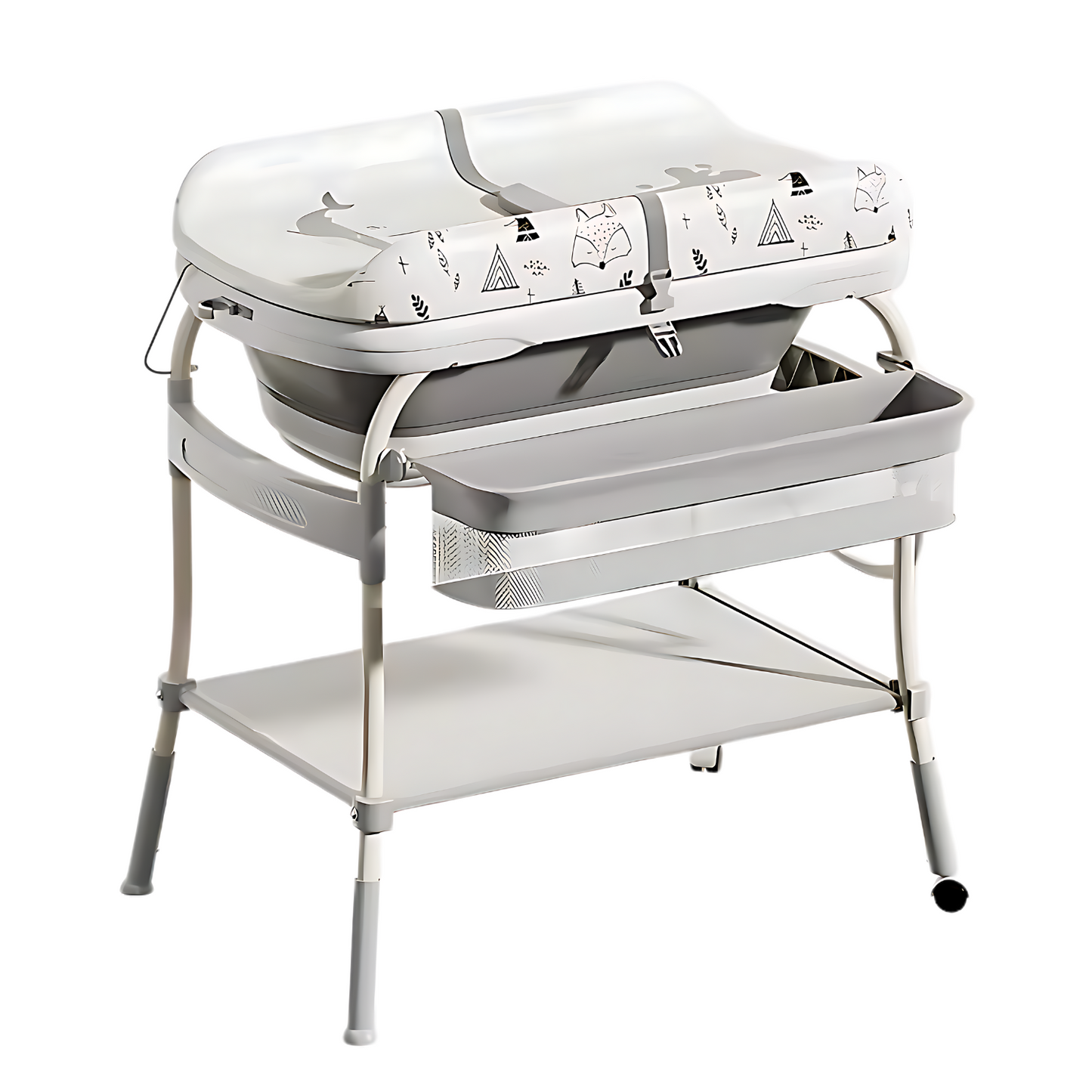Lalalu Foldable Baby Changing Table with Built-In Bathtub 2-in-1
