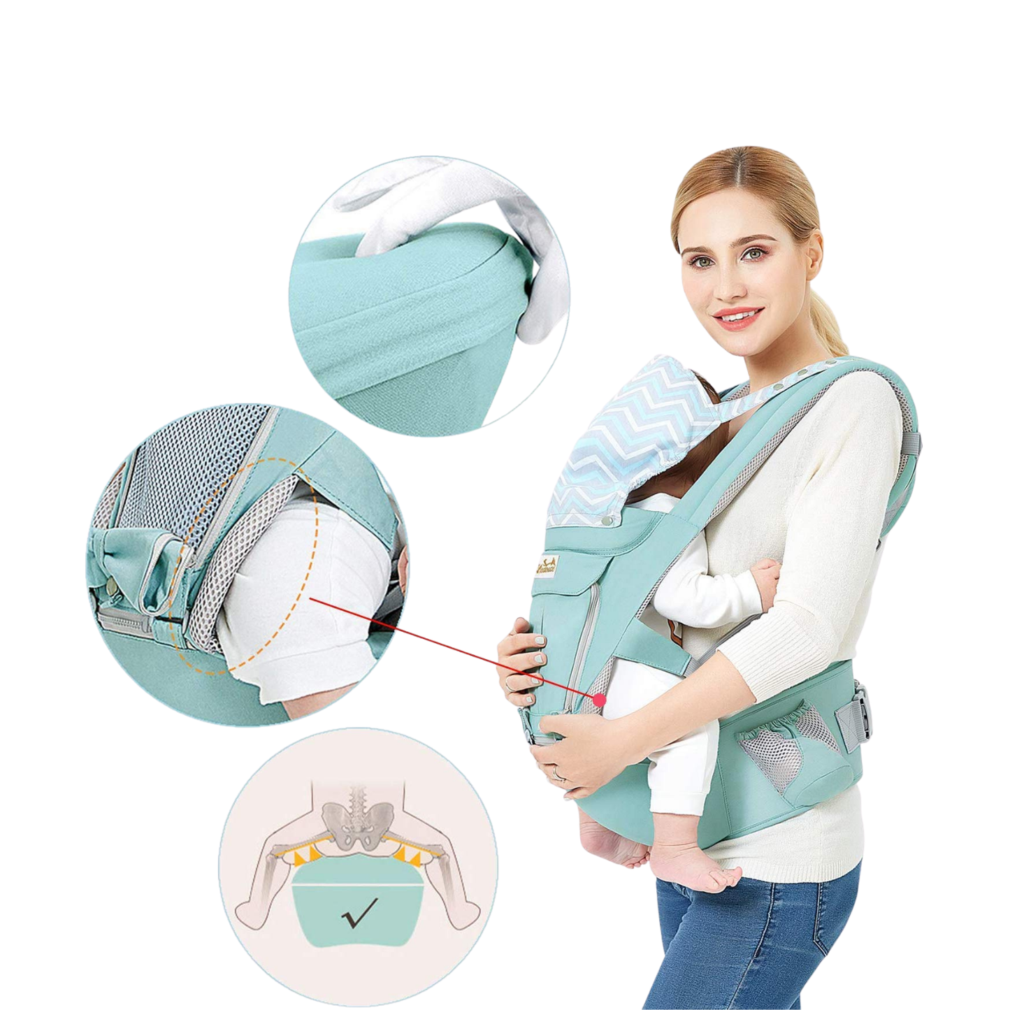 Boodada Ergonomic Hip Seat Baby Carrier Comfortable Sling with Pockets