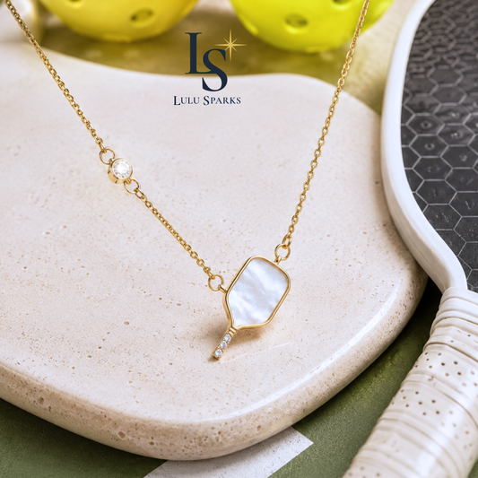GLOW NECKLACE | Pickleball Design 18K PVD Gold Hypoallergenic Water/Sweat/Tarnish Resistant Jewelry