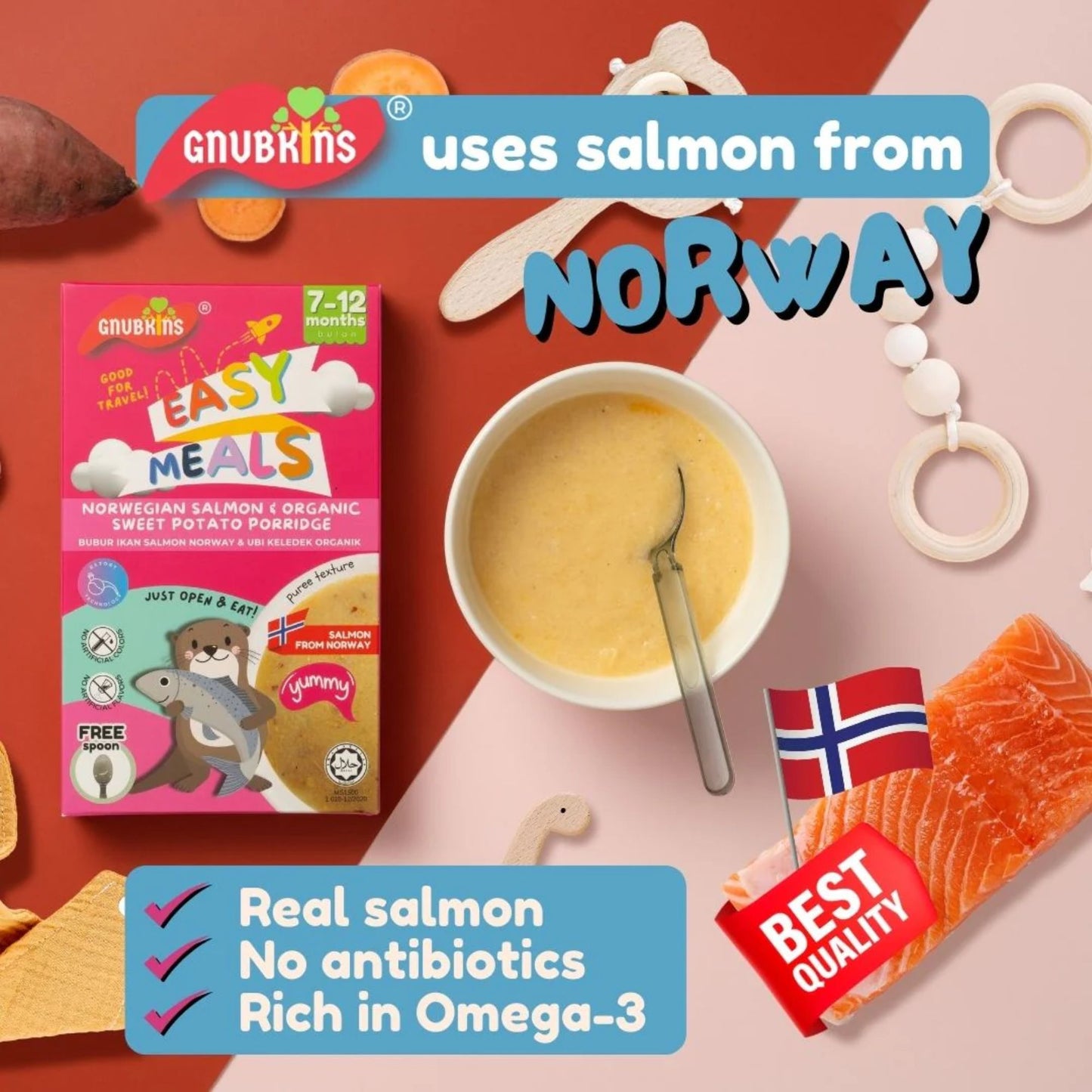 NORWEGIAN SALMON & ORGANIC SWEET POTATO | Gnubkins | Easy Meals 7-12 Months