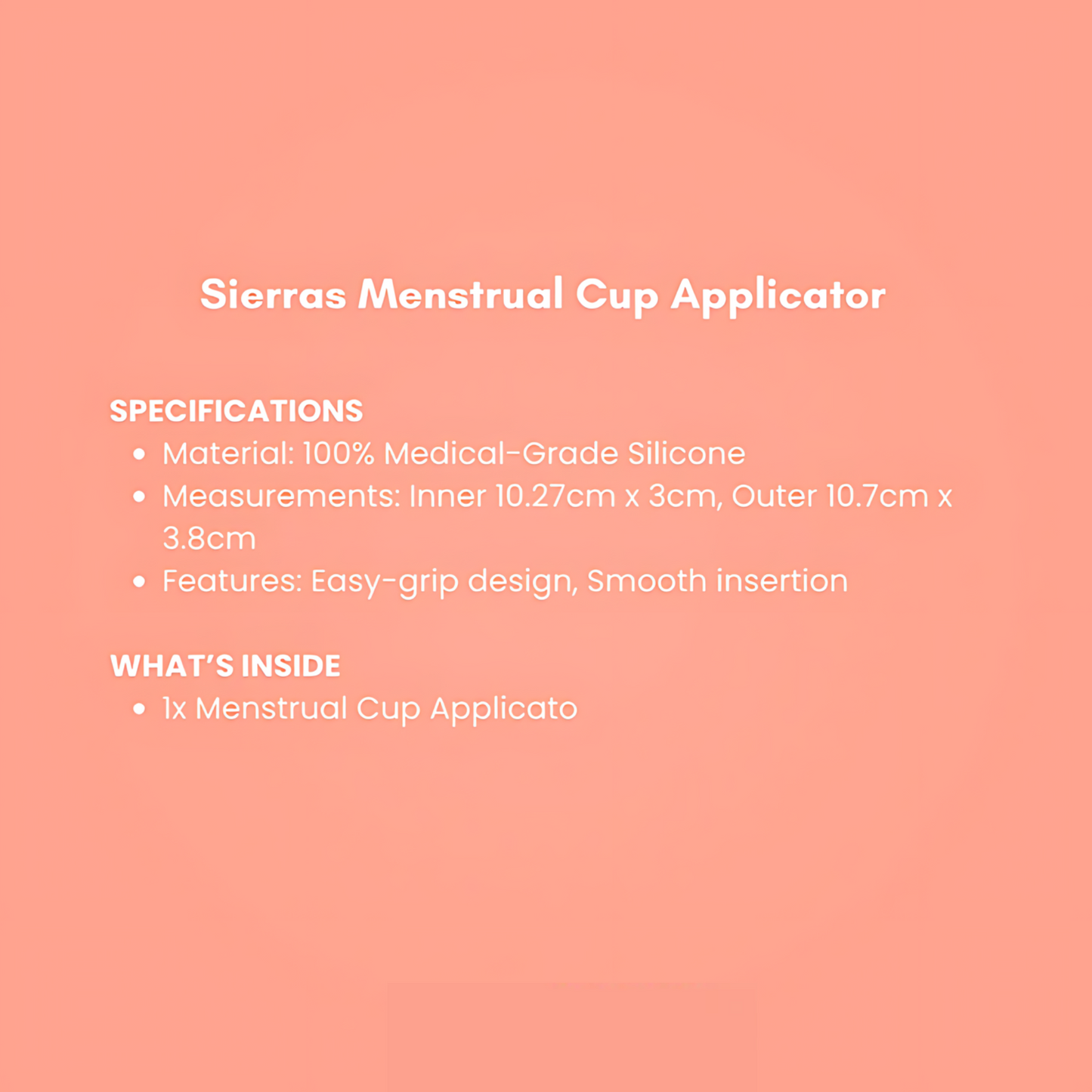 Sierras Reusable Menstrual Cup Applicator