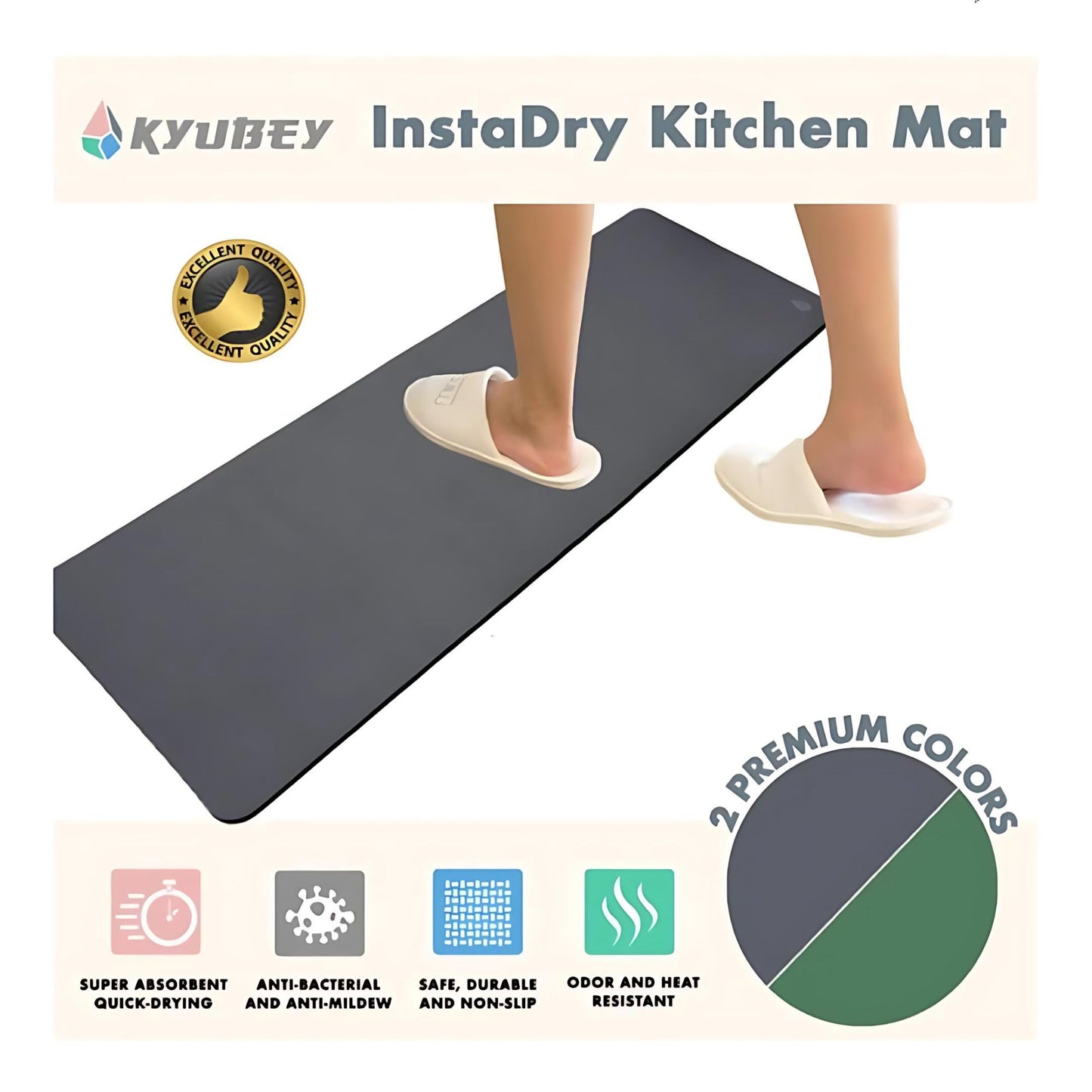 Kyubey Instant Dry Non Slip Kitchen Mat