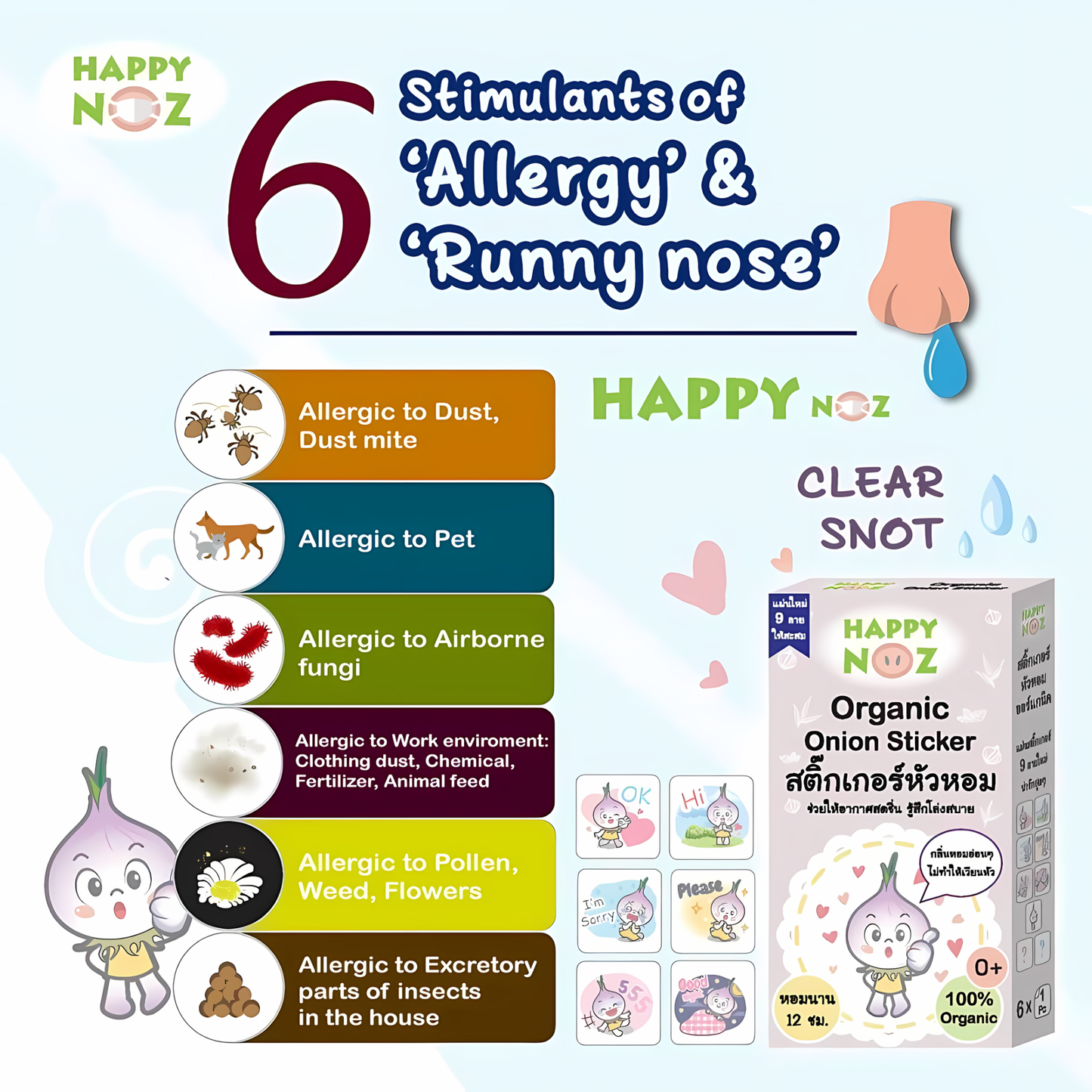 (BUNDLE OF 3) Happy Noz Organic Onion Sticker: The Original (6s) (Copy)