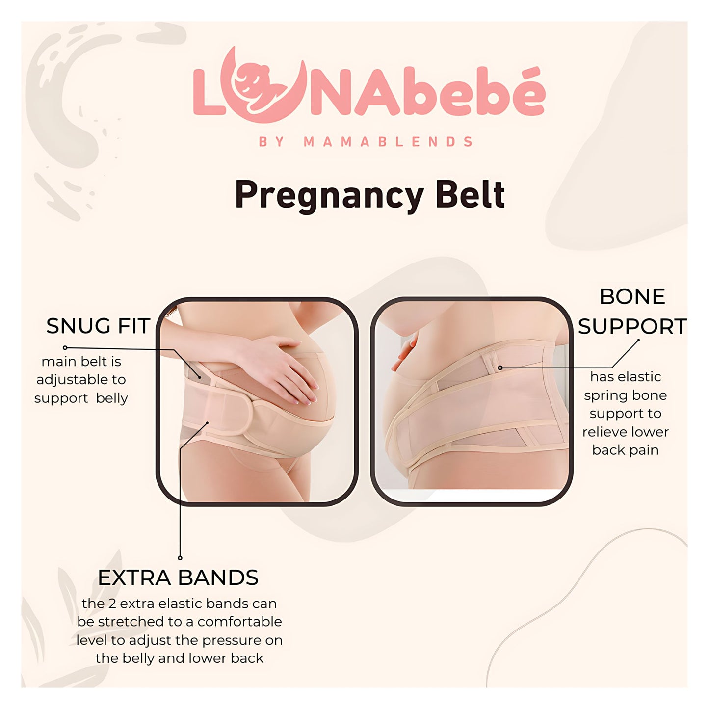 Lunabebe by Mama Blends Maternity Pregnancy Support Belt I Relieves back pain and belly tension