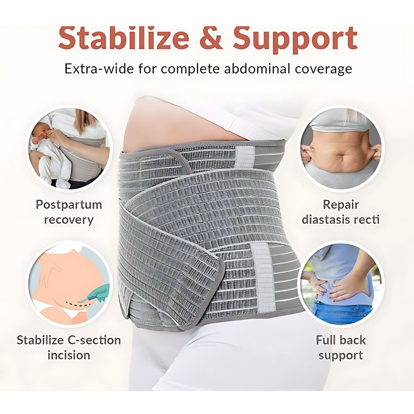 Lunabebe by Mama Blends Medical Grade Belly Belt Postpartum Belly Support I Suitable for any post-operation recovery, Has medical grade 360deg compression, Can cover the incision area of CS moms