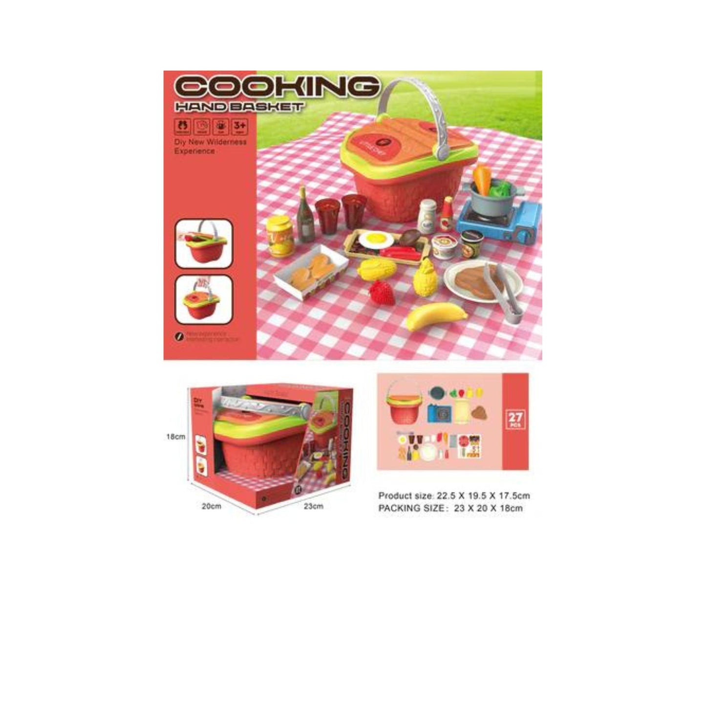 Little Fat Hugs Picnic Grill Basket I Allow children to explore stories, Enhance their expression skills, Easy to hold and play