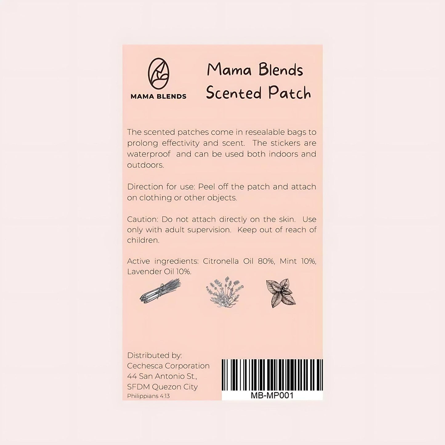 Mama Blends Deet Free and Waterproof Stick on Mosquito Scented Patches