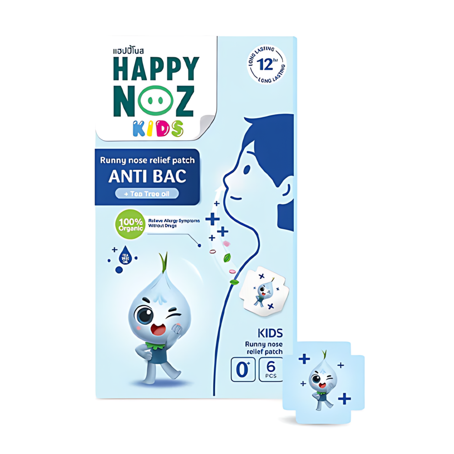 (BUNDLE OF 3) Happy Noz Organic Onion Sticker: Antibac with Tea Tree Oil (6s)