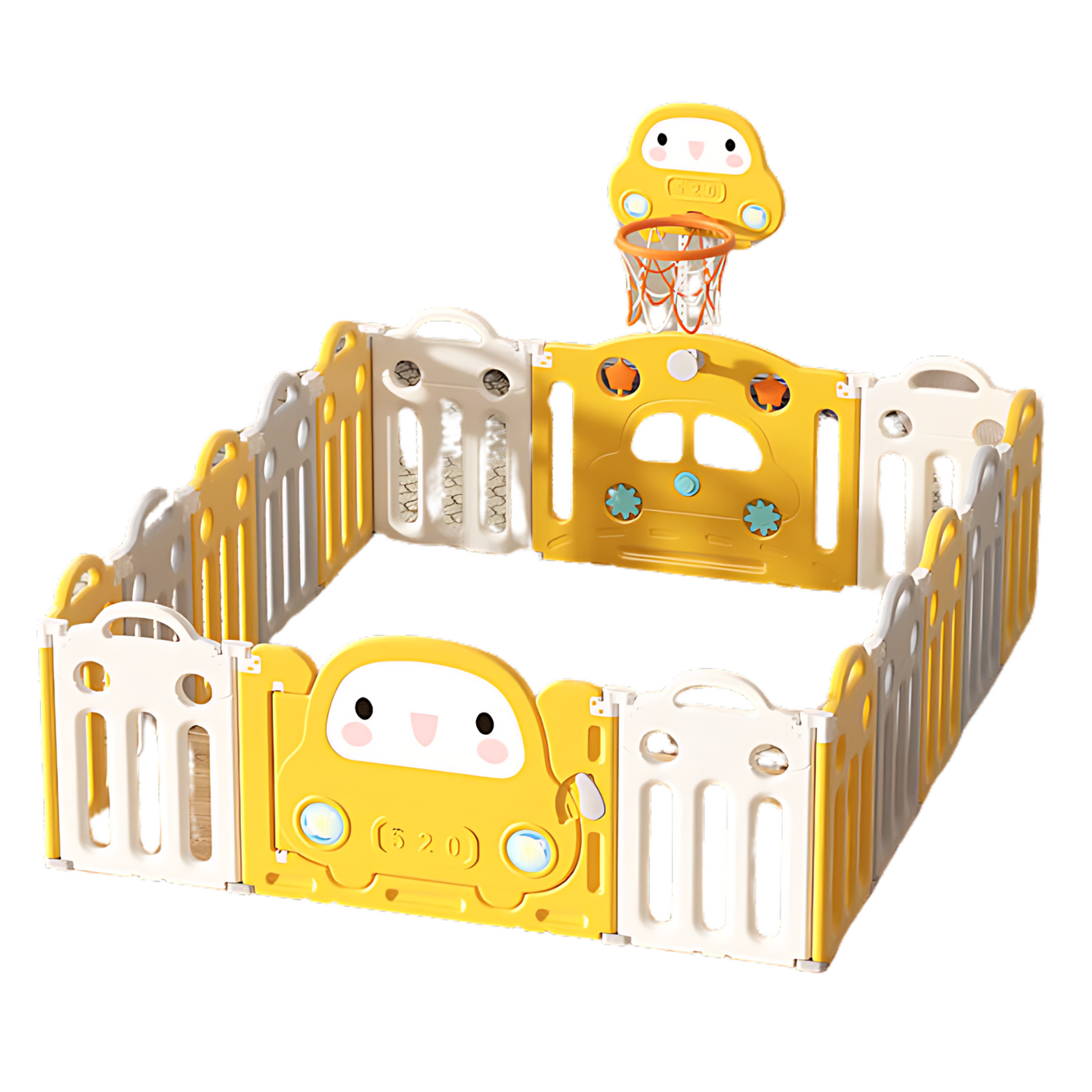 Lalalu Folding Playpen (14+2 Panel) with Basketball Hoop