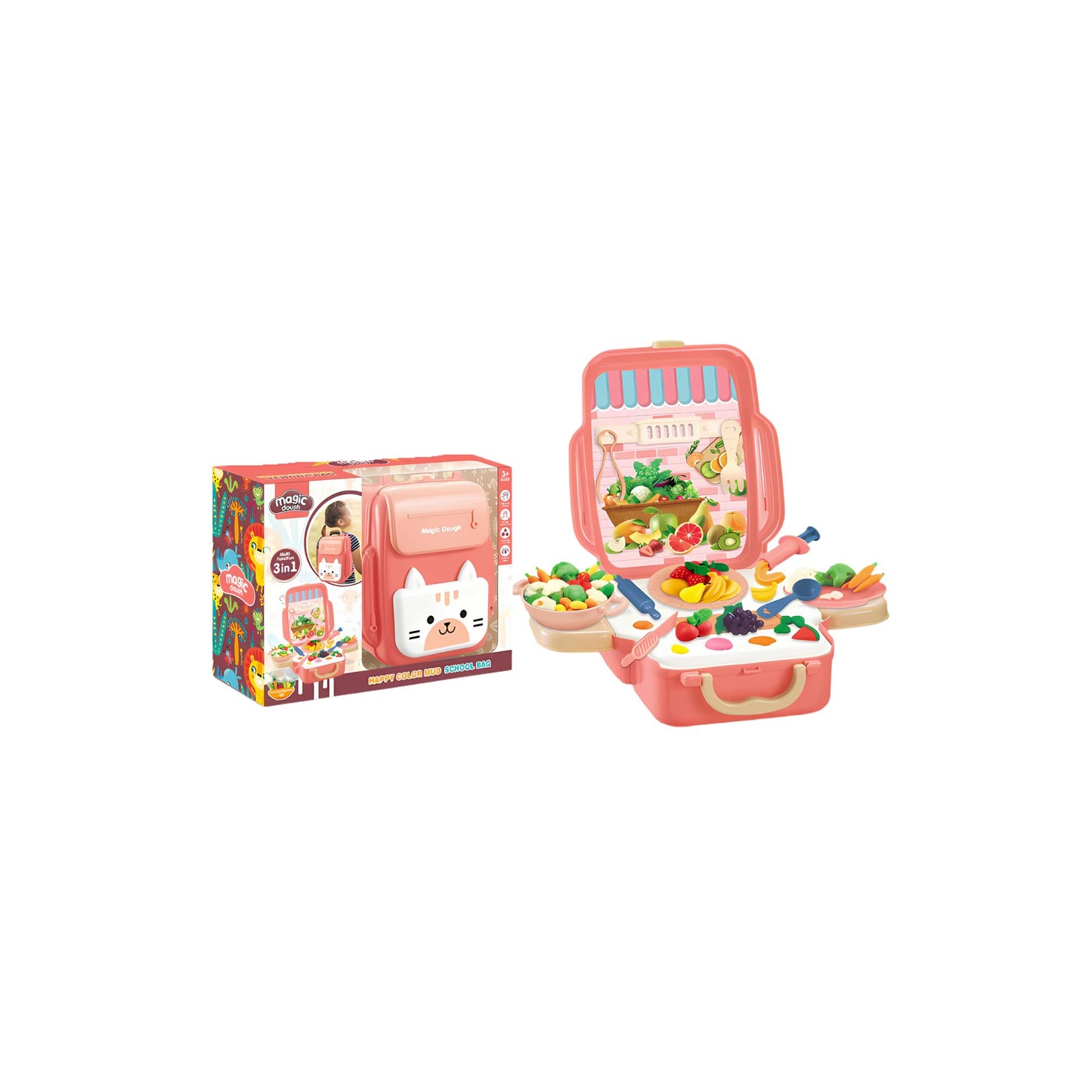 Little Fat Hugs 3-in-1 Magic Dough School Bag Suitable for (3months Up) I Perfect for developing fine motor skills, Mess-free ingredients, and Easy to Carry