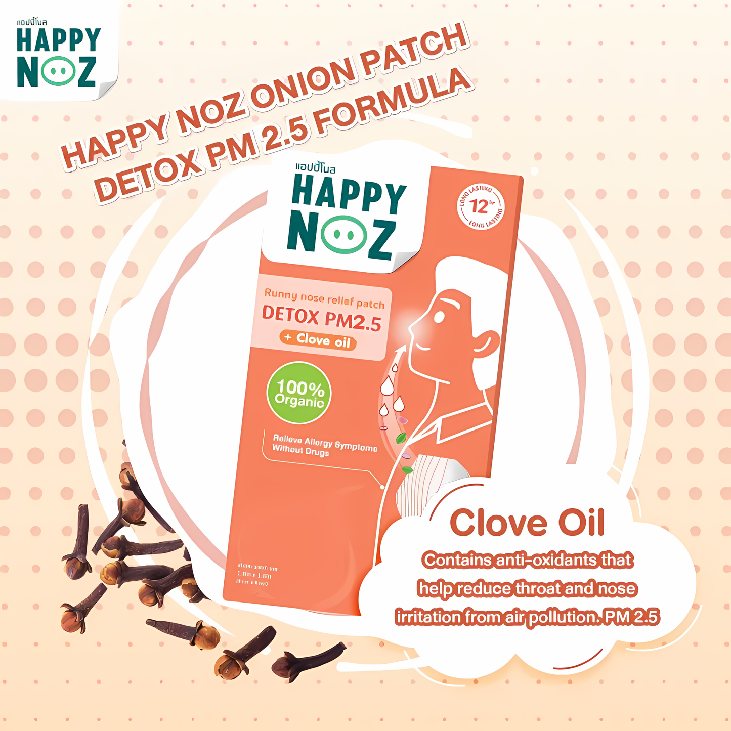 (BUNDLE OF 3) Happy Noz Adult Detox PM2.5 Organic Onion Sticker (6s)
