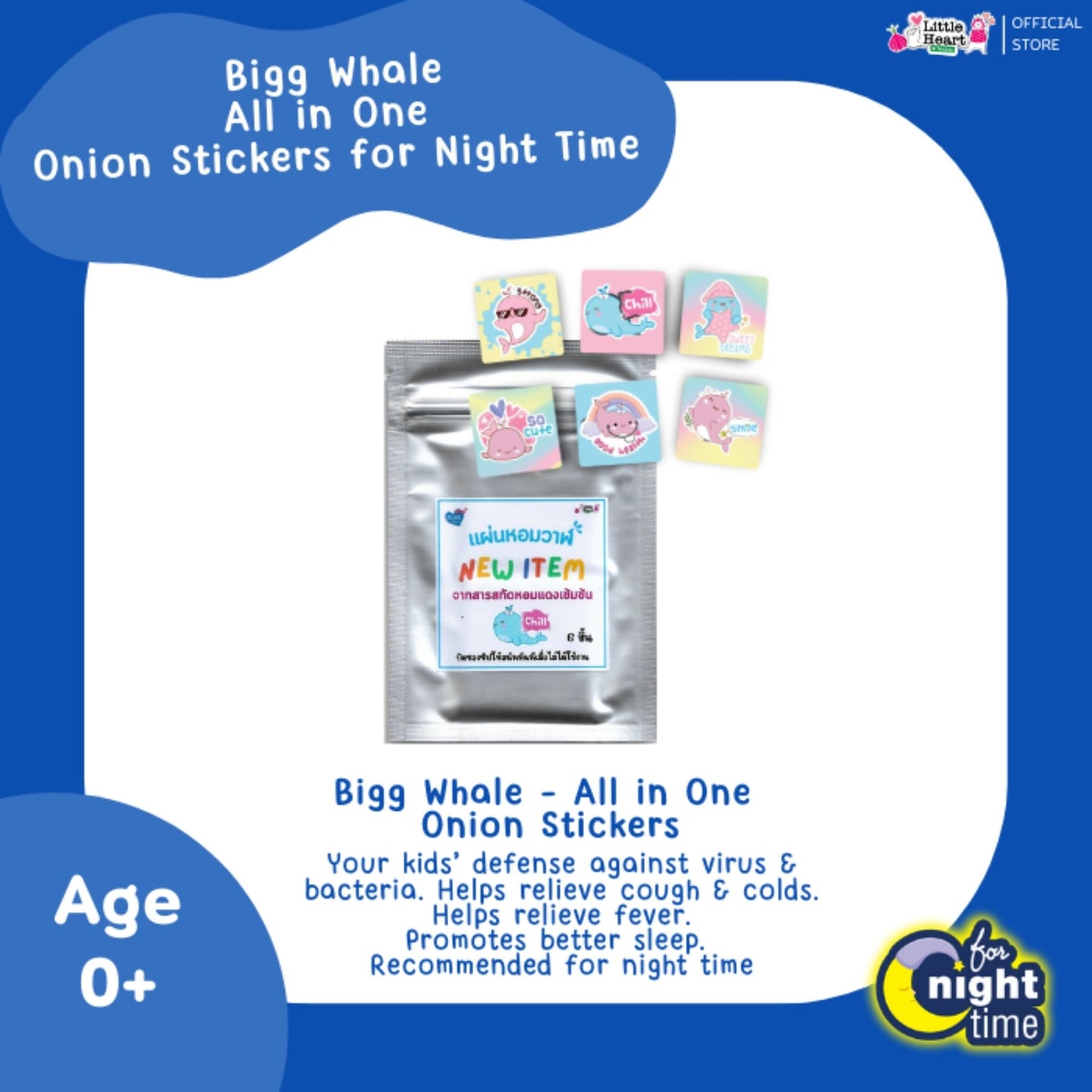 (BUNDLE OF 3) BIG WHALE | Little Heart Onion Sticker Night Time