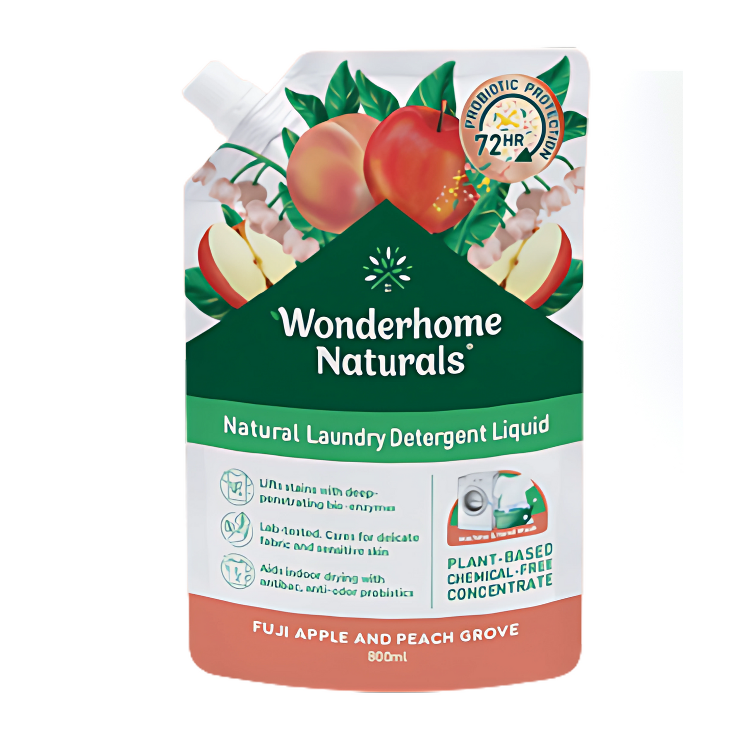 Wonderhome Natural Laundry Detergent Powder Eco Pouch 1.7 KG Fuji Apple And Peach Grove