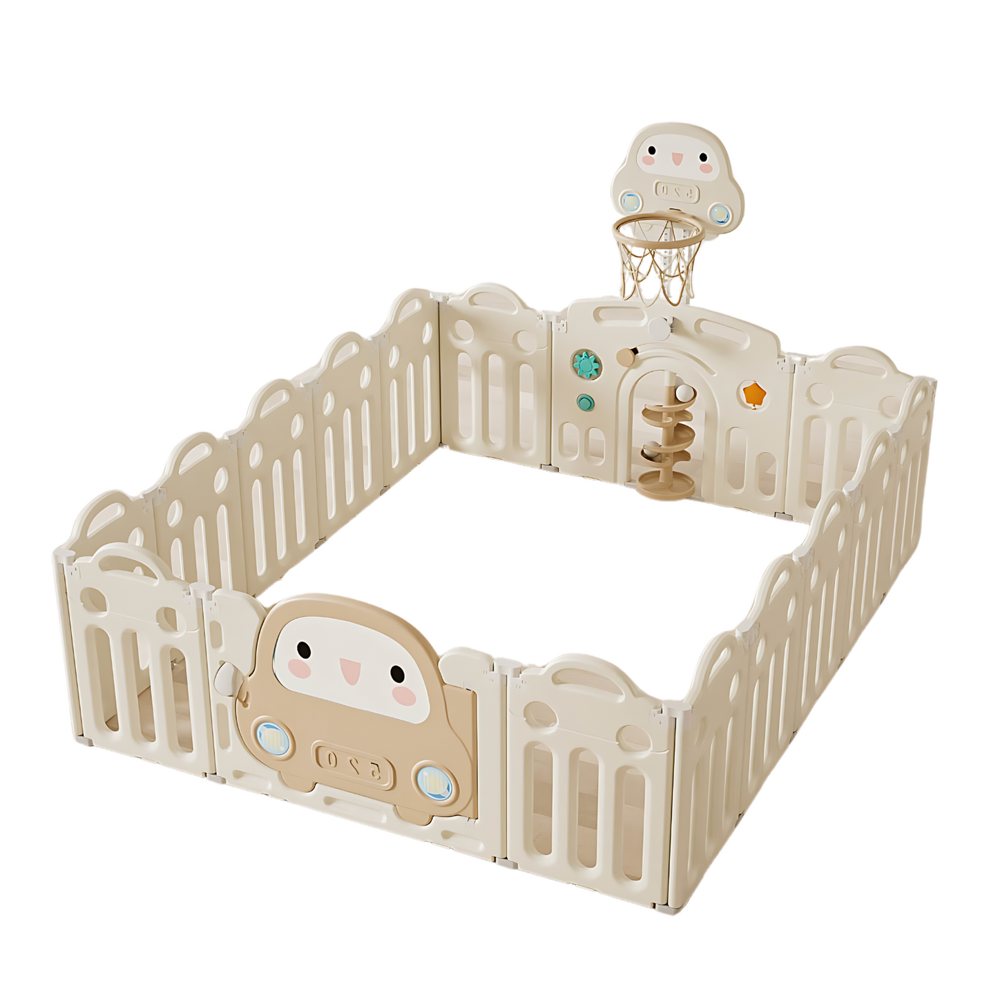 Lalalu Folding Playpen (14+2 Panel) with Basketball Hoop