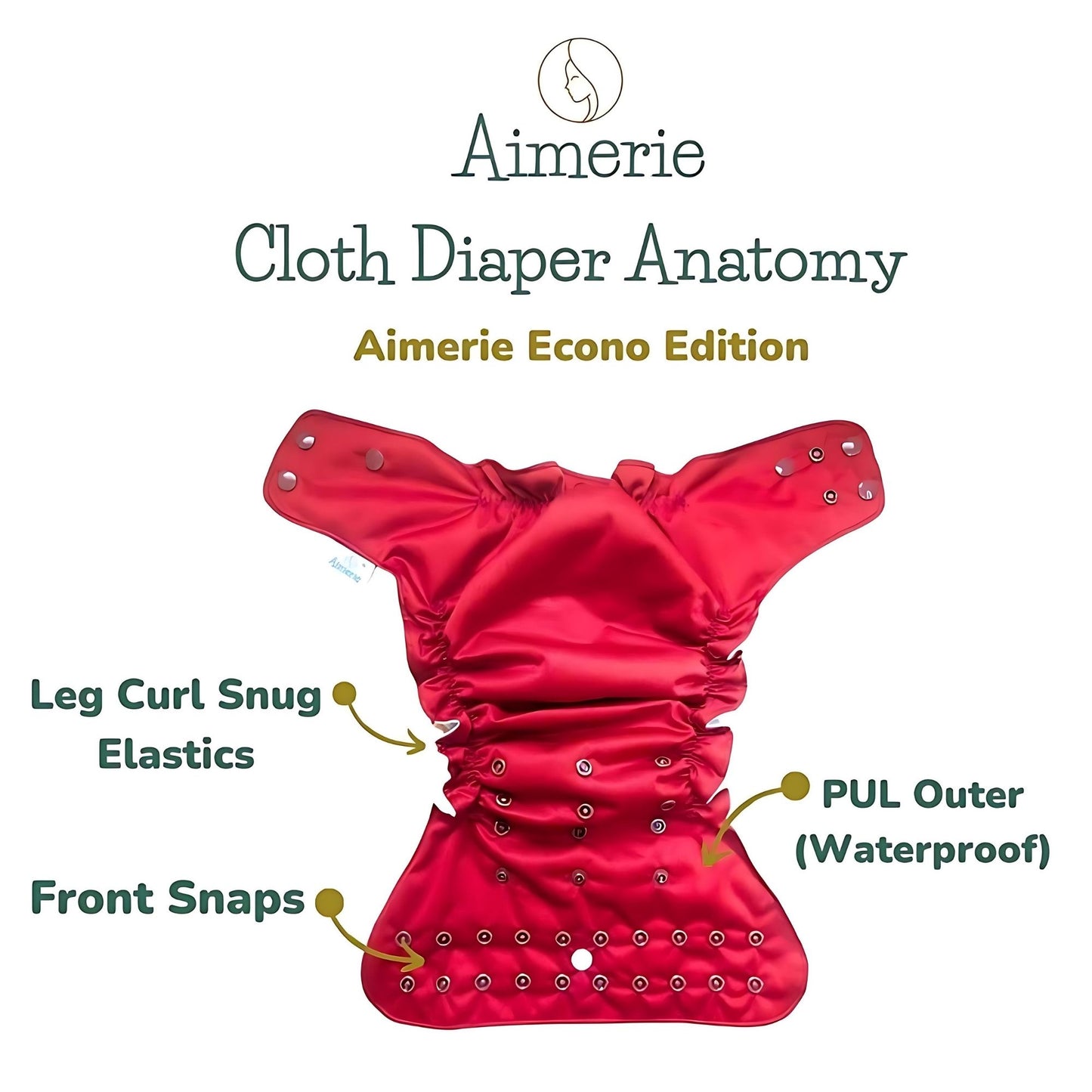Aimerie Econo Cloth Diaper with Newborn Charcoal Insert - 1 Set