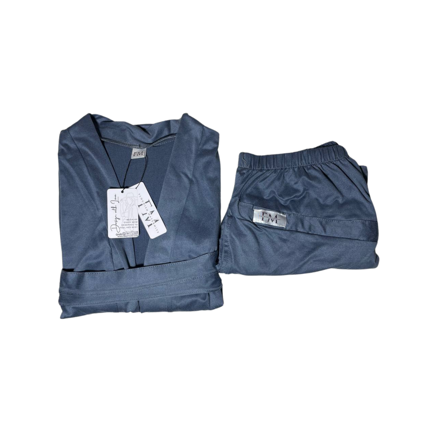 Flourish Maternity Robe & Everyday Shorts Set (GRAY)