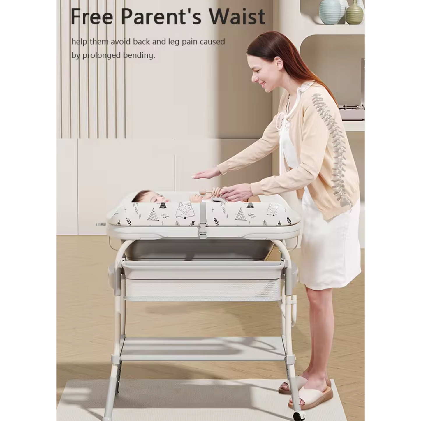 Lalalu Foldable Baby Changing Table with Built-In Bathtub 2-in-1
