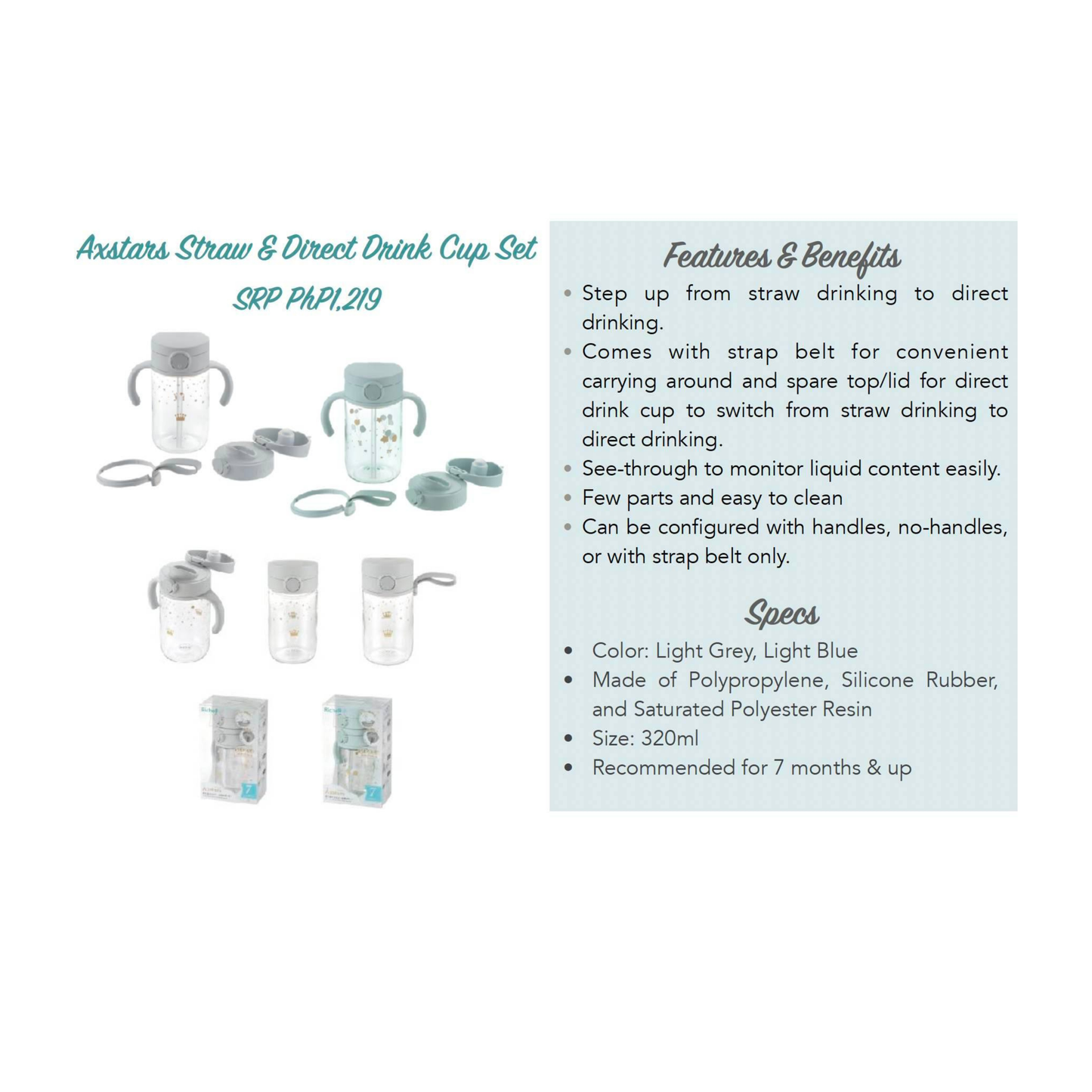 Richell Axstars Straw & Direct Drink Cup Set