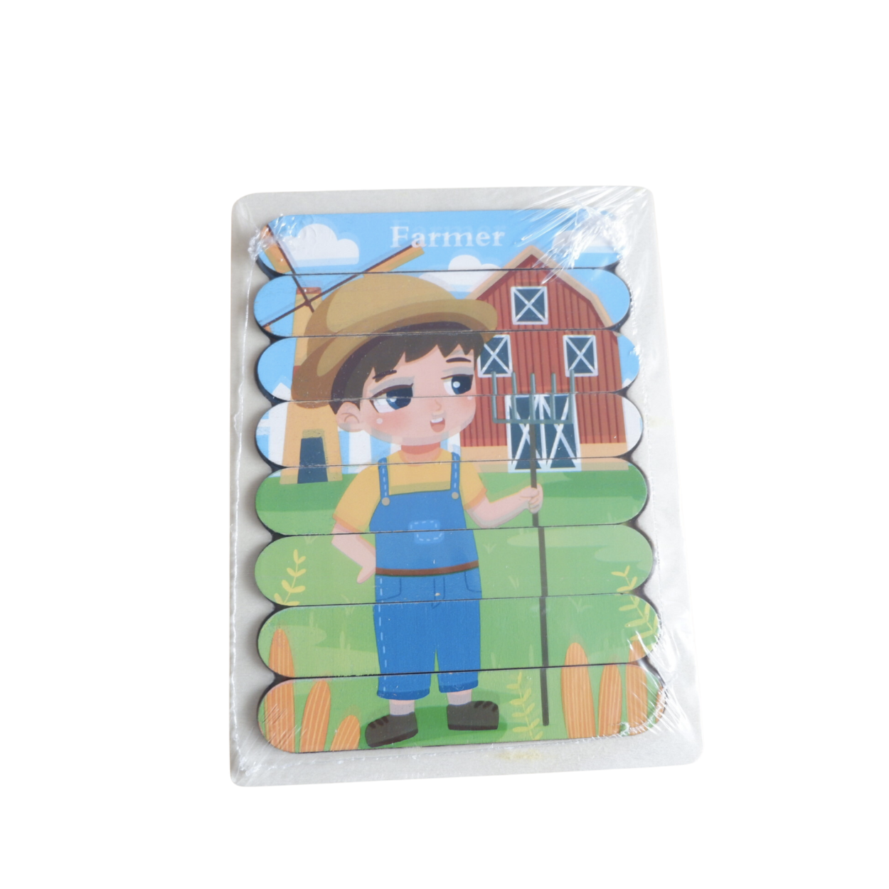 Matmat Lulu Reversible Wooden Popsicle Puzzle Educational Set