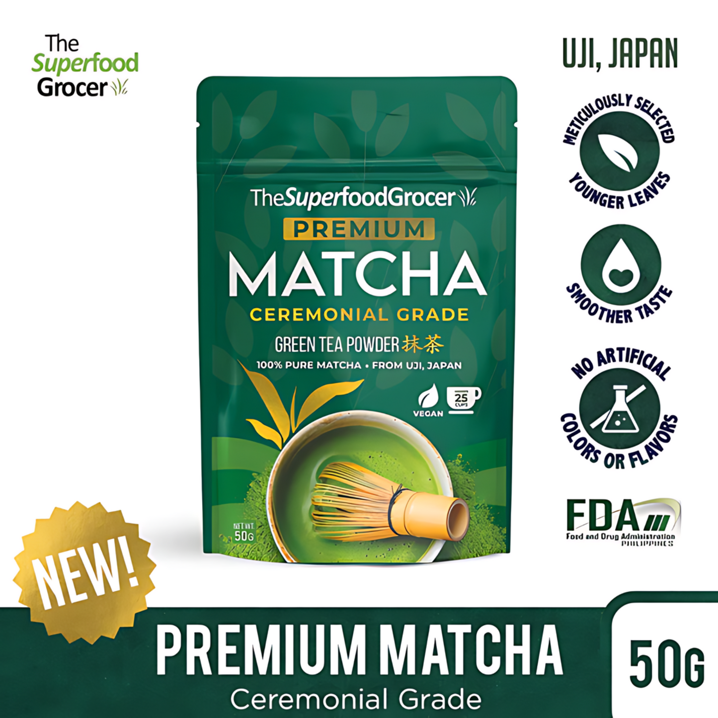 (BUNDLE OF 3) The Superfood Grocer Premium Matcha Ceremonial Grade 30g