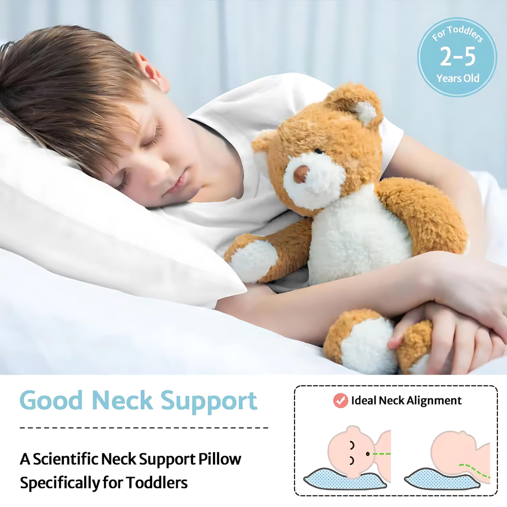 Boodada 100% Cotton Toddler Pillow with Waterproof Pillowcase
