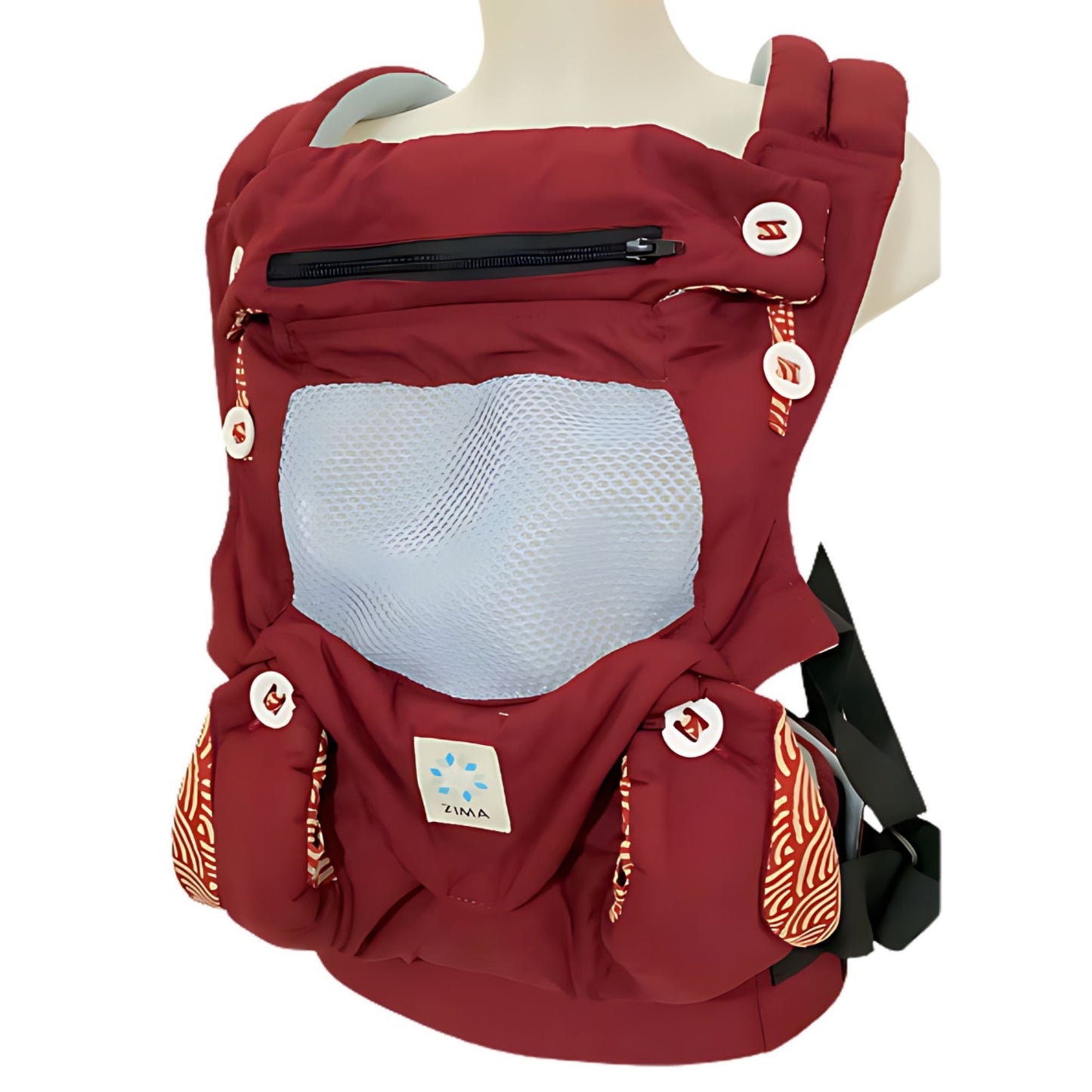Zima MESH Akane Crimson Red Ergonomic Baby Carrier with Lock/Unlock Buckle Feature Suitable for Newborns - Toddlers (up to 20 kg) I Safety-tested, 45 inch Waistline