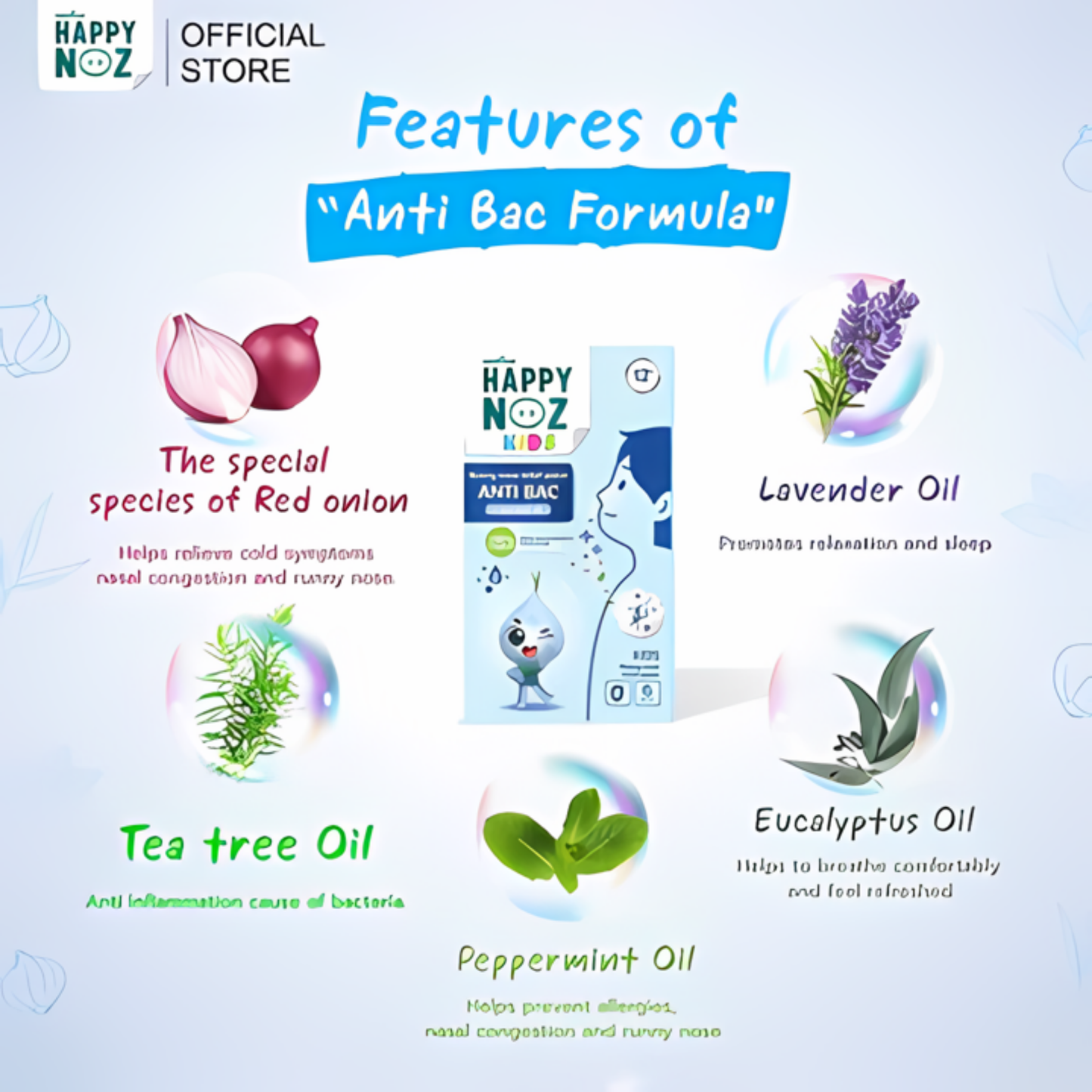 (BUNDLE OF 3) Happy Noz Organic Onion Sticker: Antibac with Tea Tree Oil (6s)