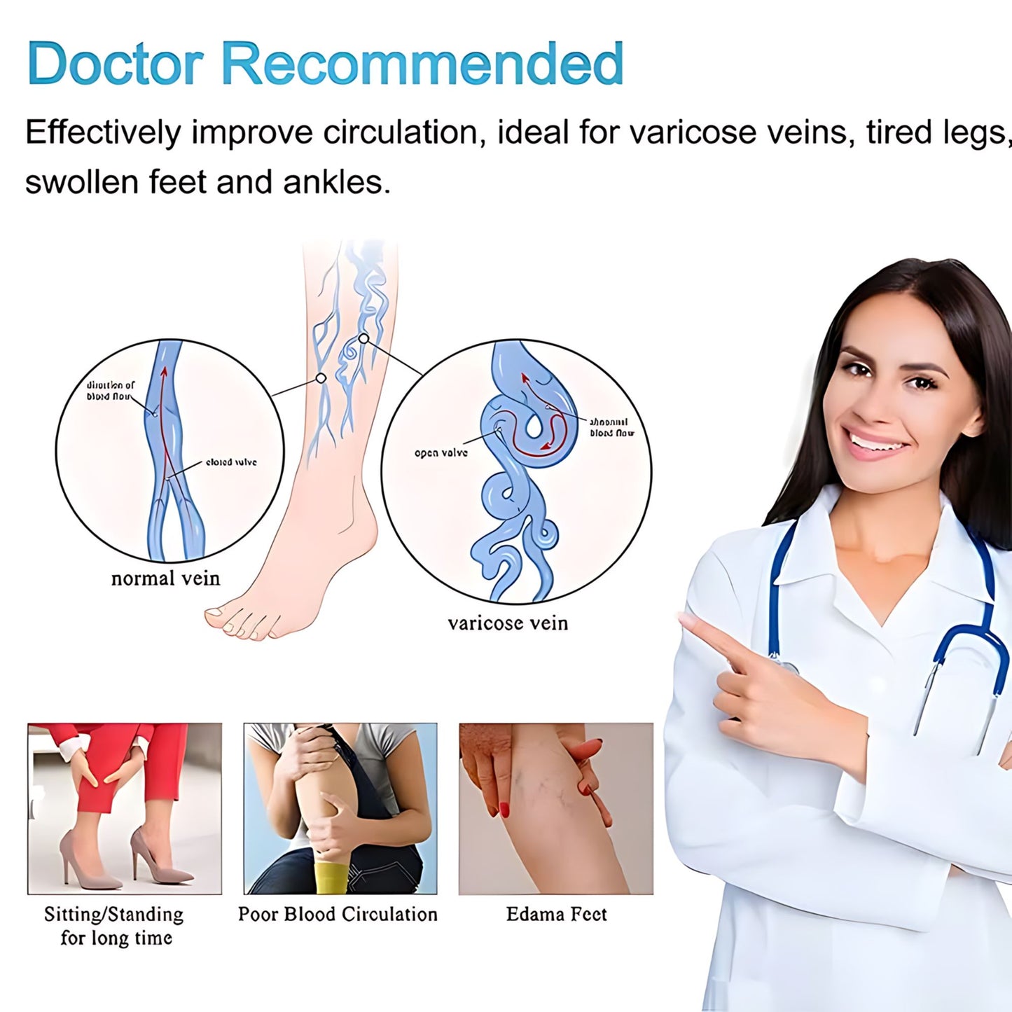 Sera Knee Length Zip-up Graduated Compression Therapy Socks