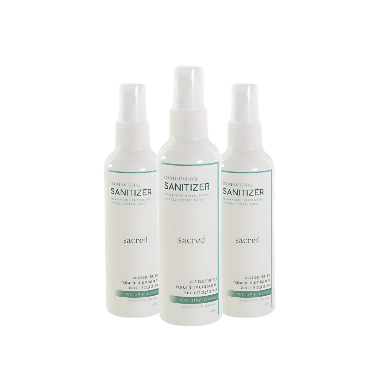 BUNDLE OF 3 | Sacred ZERO FRAGRANCE Sanitizer 90ML Antibacterial, Instant & Deep Hydration, Safe for Newborns