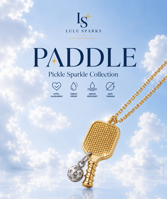 PADDLE | Pickleball Necklace 18K PVD Gold Hypoallergenic Water/Sweat/Tarnish Resistant Jewelry