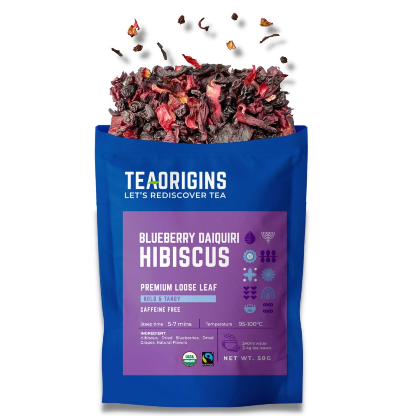 (BUNDLE OF 3) Teaorigins Blueberry Daiquiri Hibiscus Premium Loose Leaf 50g
