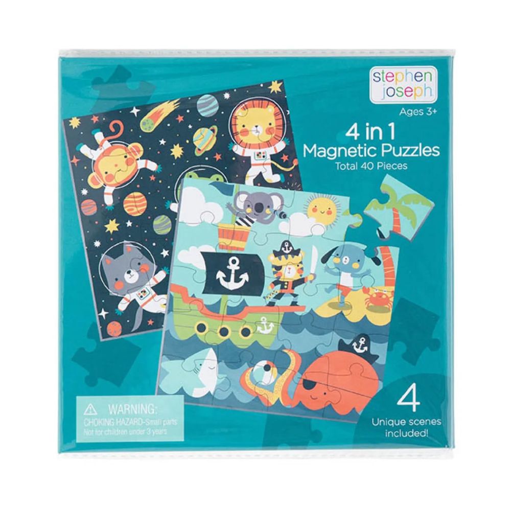 Stephen Joseph 4 in 1 Magnetic Puzzles | 40 Pieces For 3 years Old and Up