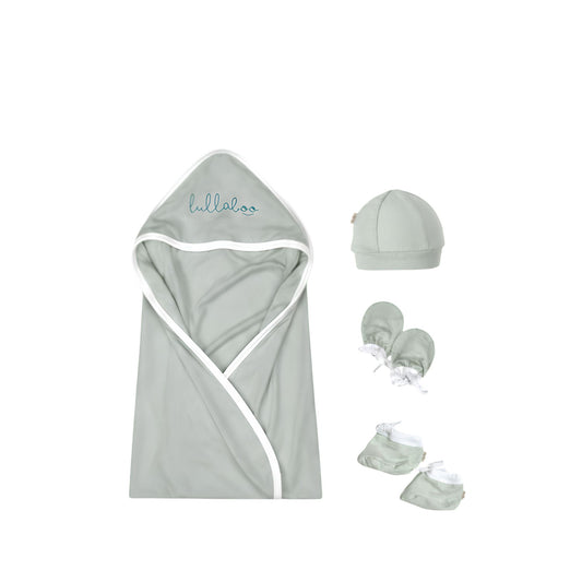 Lullaboo Bamboo Swaddle Set | Swaddle, Hat, Mittens & Shoes FREE SIZE