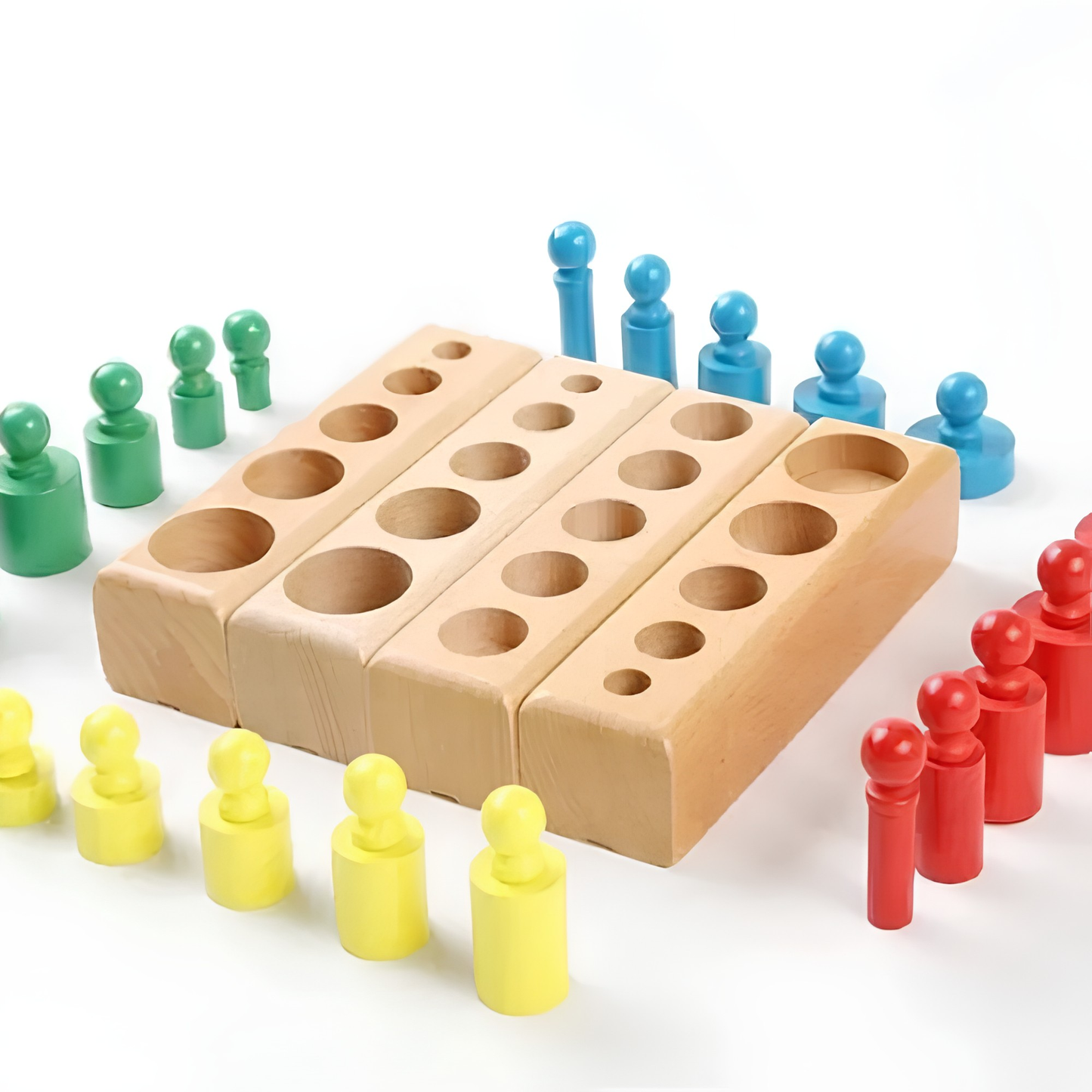 Matmat Lulu Knobbed Color Cylinder Puzzle Wooden Educational Montessori