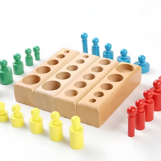 Matmat Lulu Knobbed Color Cylinder Puzzle Wooden Educational Montessori