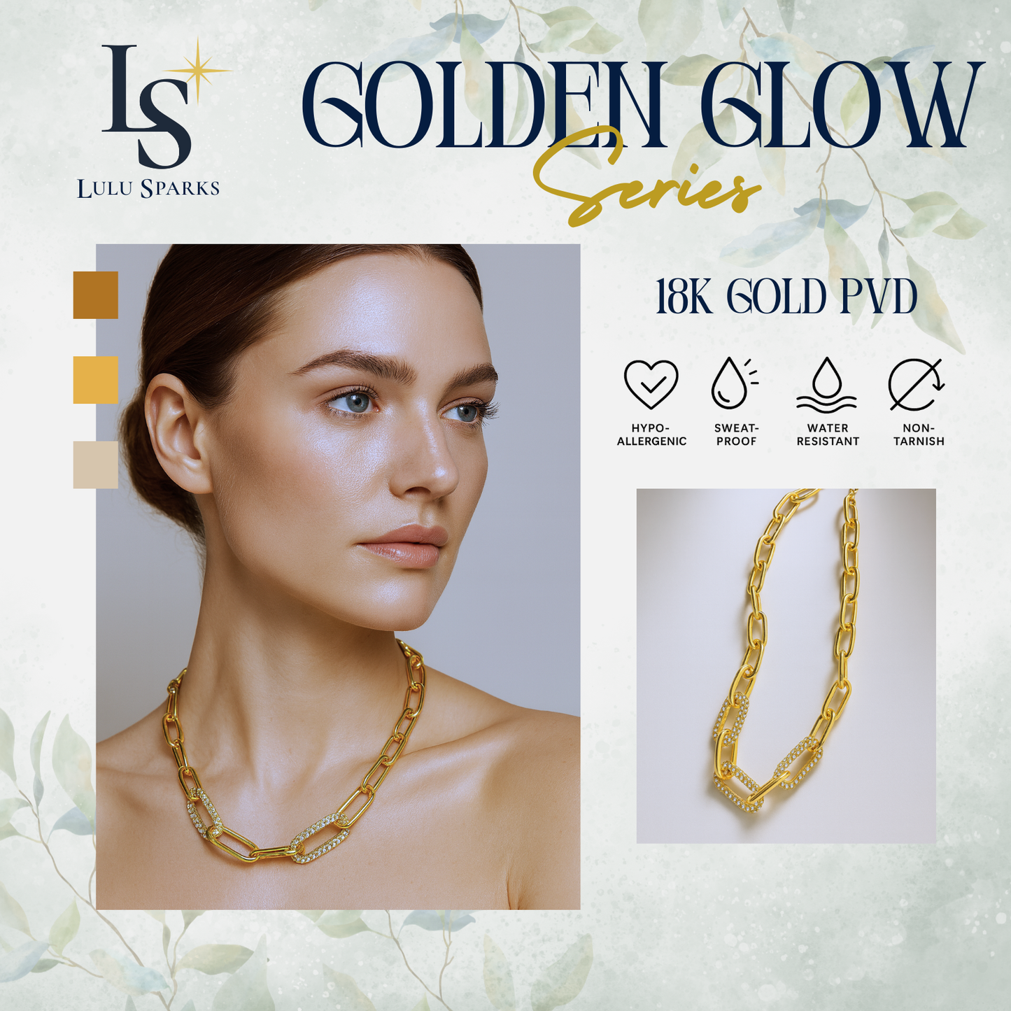 Golden Glow Regal Link Necklace 18K PVD Gold