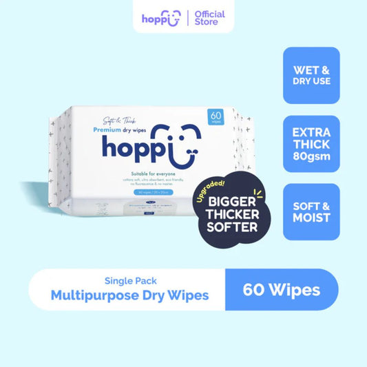 Hoppi Premium Cleaning Dry Wipes - 60 Sheets (1 pack)