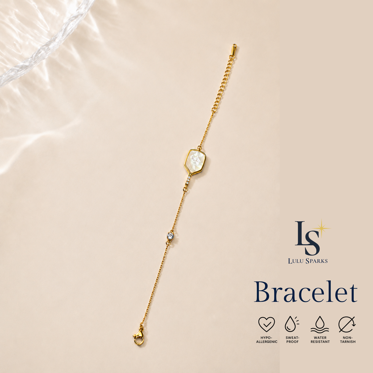 Pickle Sparkle GLOW Pickleball Bracelet 18K PVD Gold Mother of Pearl The First Sport Demi-Fine Jewelry in the Philippines