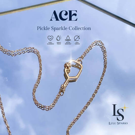 Pickle Sparkle Ace Necklace Pickleball Series 18K PVD Gold