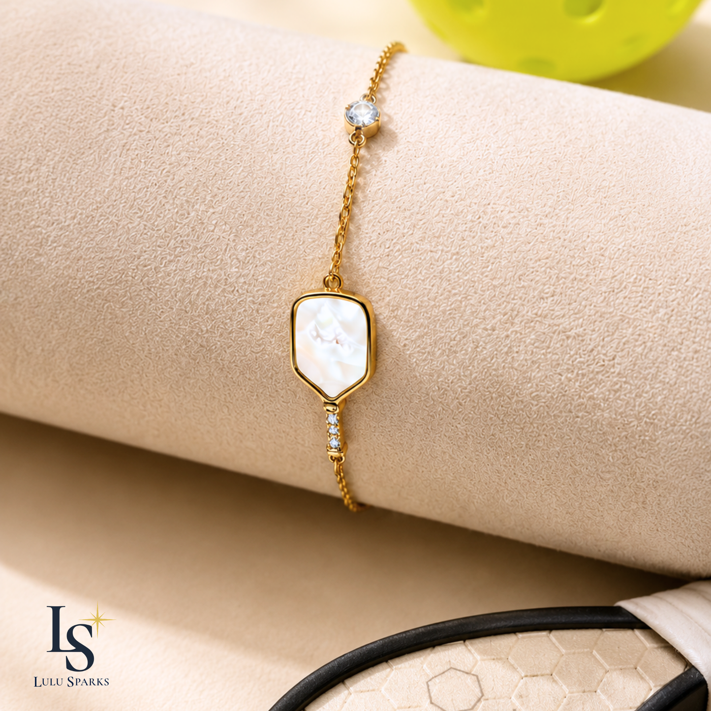 Pickle Sparkle GLOW Pickleball Bracelet & Necklace Set 18K PVD Gold Mother of Pearl The First Sport Demi-Fine Jewelry in the Philippines