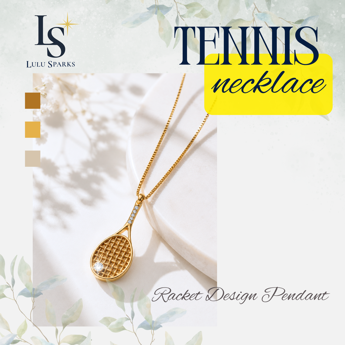 TENNIS NECKLACE | Lulu Sparks Sport Demi-Fine Jewelry 18K PVD Gold Hypoallergenic Water/Sweat/Tarnish Resistant