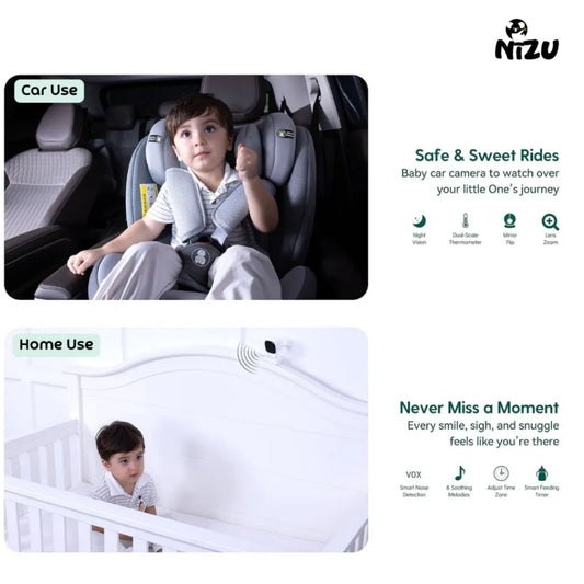 Nizu 2-in-1 Baby Monitor | AI Wireless Baby monitor for Car + Home