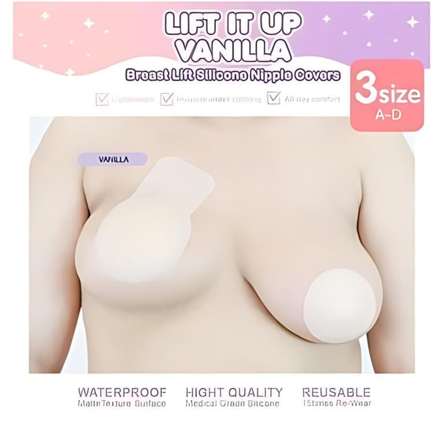 Tamme Lift It Up Adhesive Silicone Nipple Covers For Saggy Breast In Vanilla